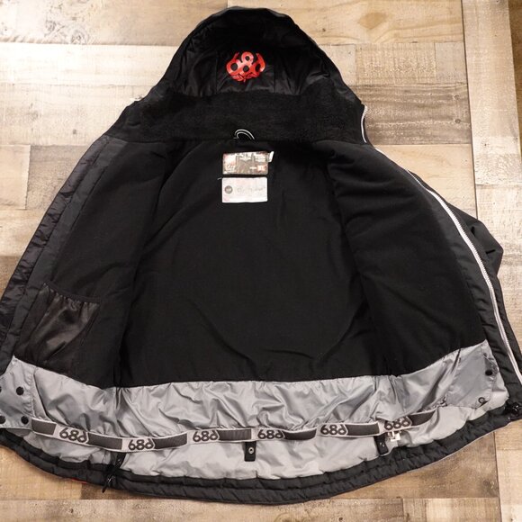 686 Youth XL Insulated Waterproof Snowboard/Ski Jacket – Black/Red/Gray - Picture 6 of 13